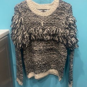 Banana Republic, size Med, black & white fringe sweater. BNWT